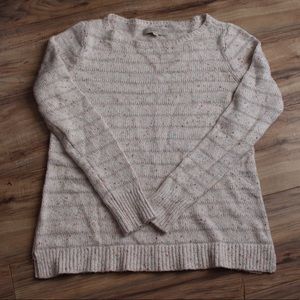LOFT metallic thin stripes colorful speckled crew neck sweater MEDIUM